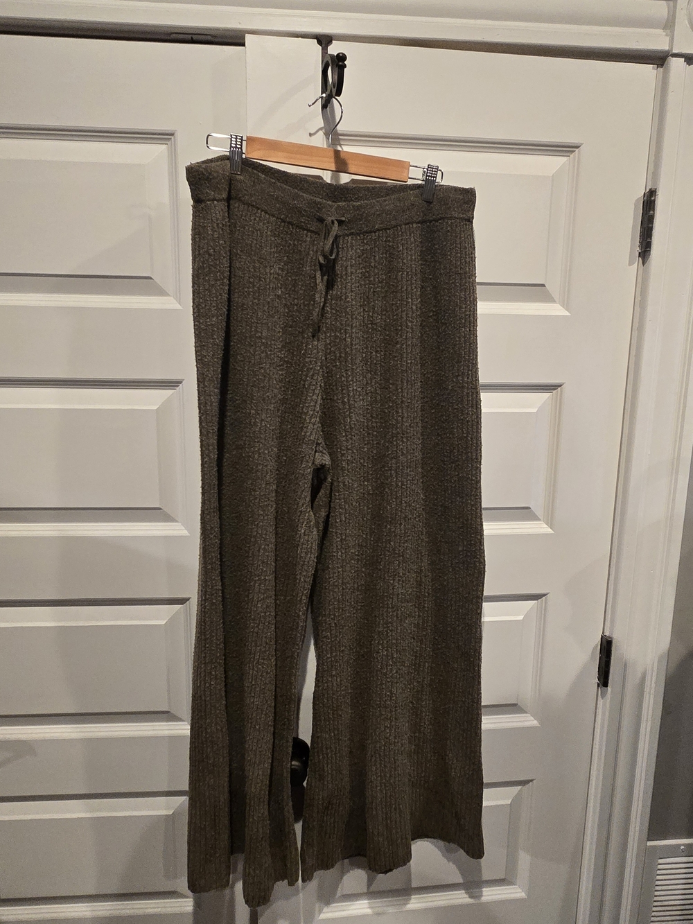 UpWest Olive Ribbed Wide-Leg Knit Pants